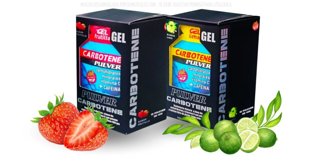 Gel energizante de Pulver: Carbotene Frutilla y Carbotene Lima