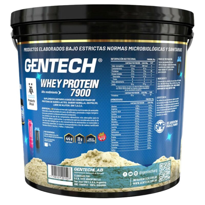Información nutricional de la proteína Monster Size de 3 kg de Gentech
