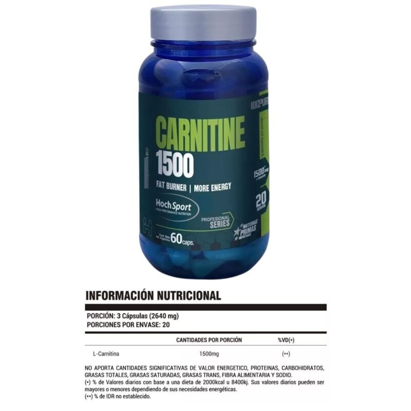 Información nutricional de Carnitina 1500 de Hoch Sport