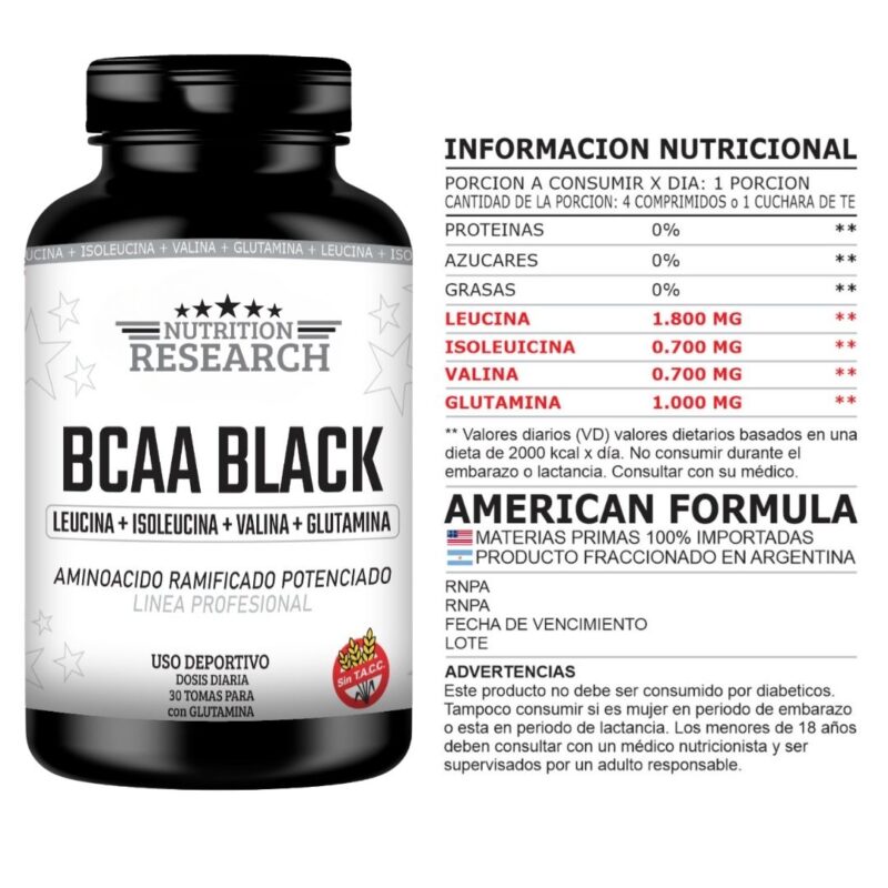 Aminoácidos BCAA Black de Nutrition Research