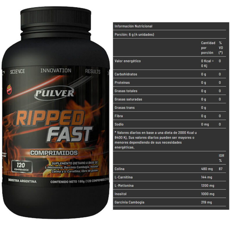 Ripped Fast de Pulver x120 tabletas - Imagen 2