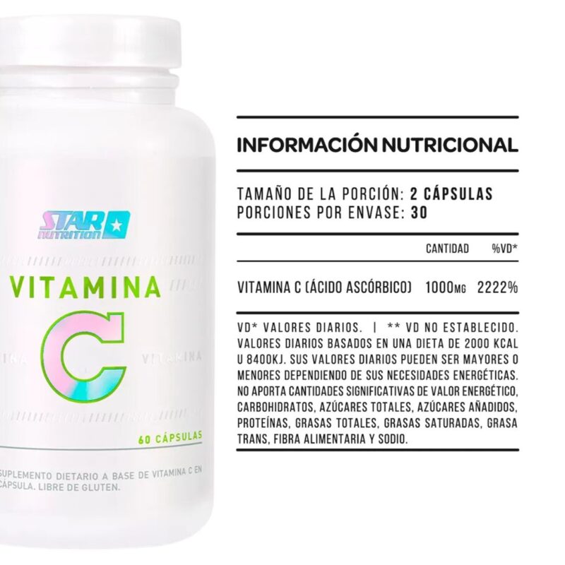 Vitamina C x60 cápsulas de Star Nutrition - Imagen 2