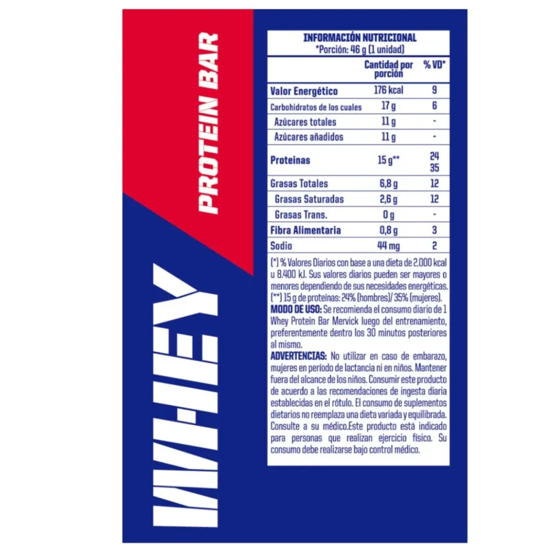 Barras de proteína Mervick Lab: Whey Bar 46 grs