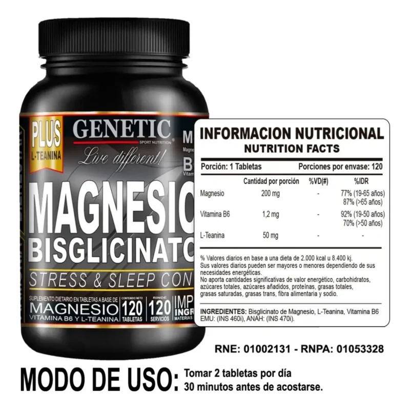 Magnesio Bisglicinato x120 de Genetic