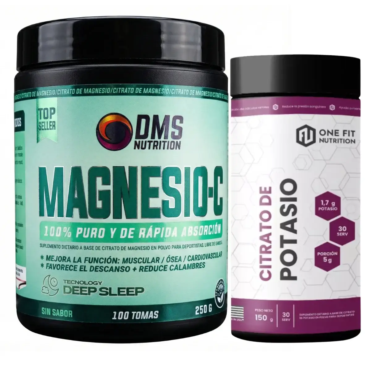 Citrasto de Magnesio 300 grs DMS + Potacio 150 grs One Fit