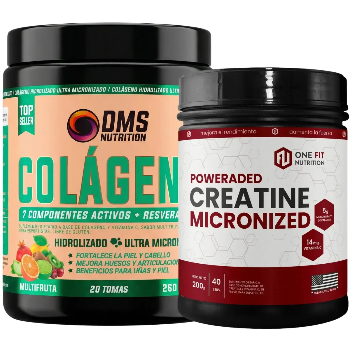 Colágeno 260g DMS + Creatina 200g de One Fit