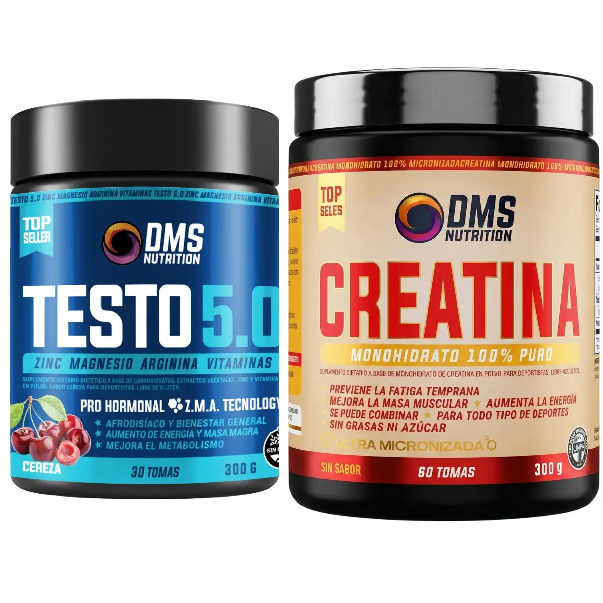 Creatina 300g DMS + Testo 5.0 con Arginina y ZMA