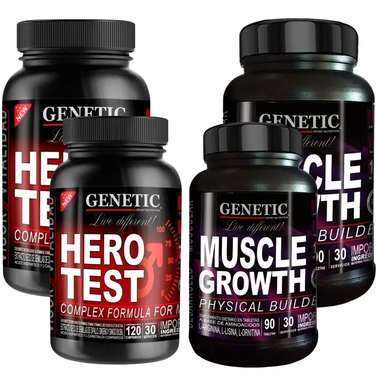 2 Hero Test + 2 Muscle Growt de Genetic Sport