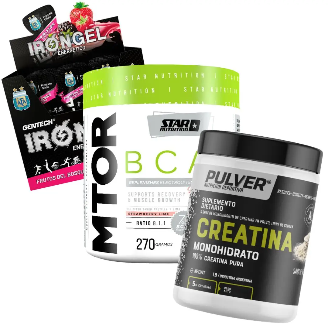 Combo Natación 2: Iron Gel de Gentech + Creatina Pulver + Mtor Bcaa Star