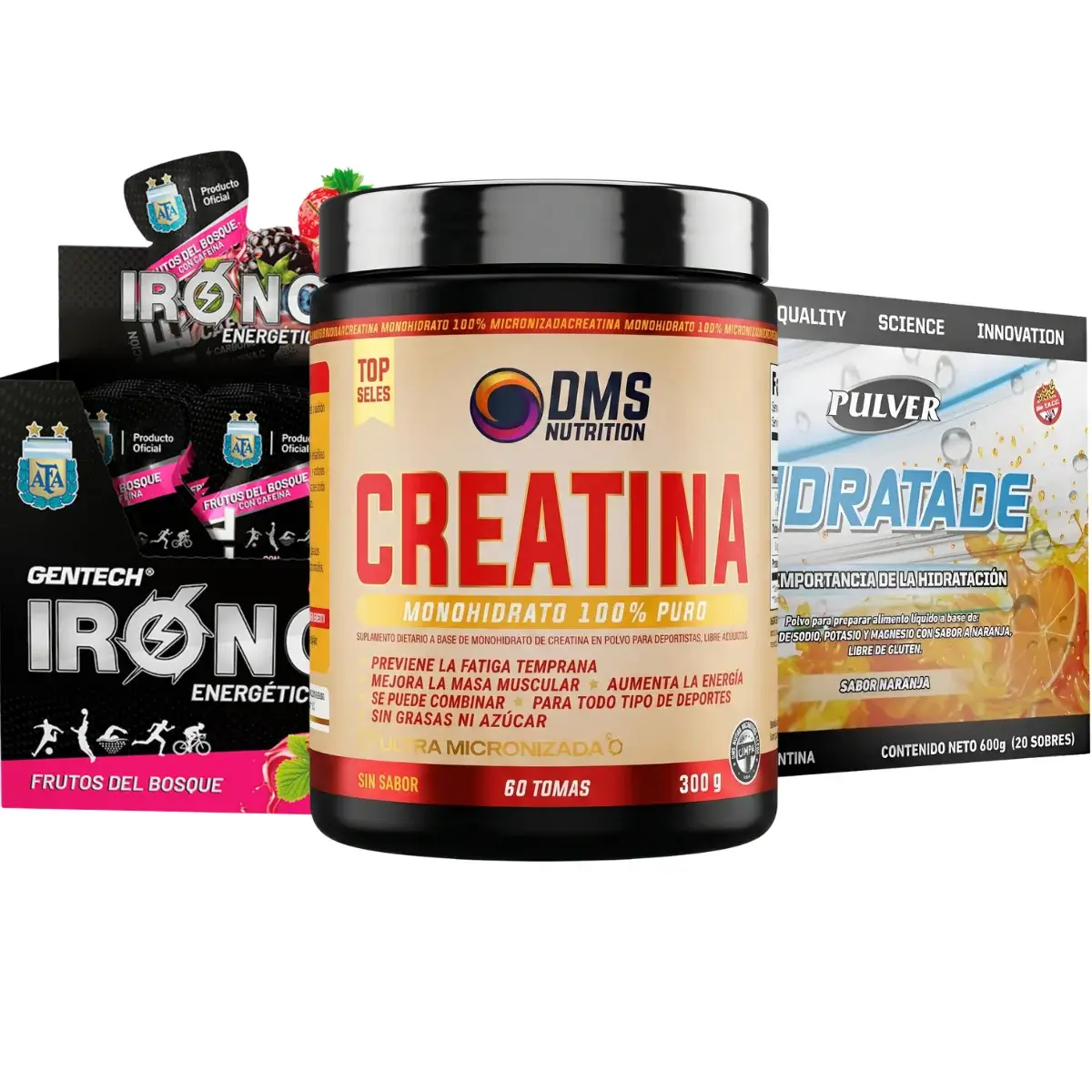 Combo Fútbol 1: Geles Ena Sport + Hidratador Pulver + Creatina DMS 300 grs