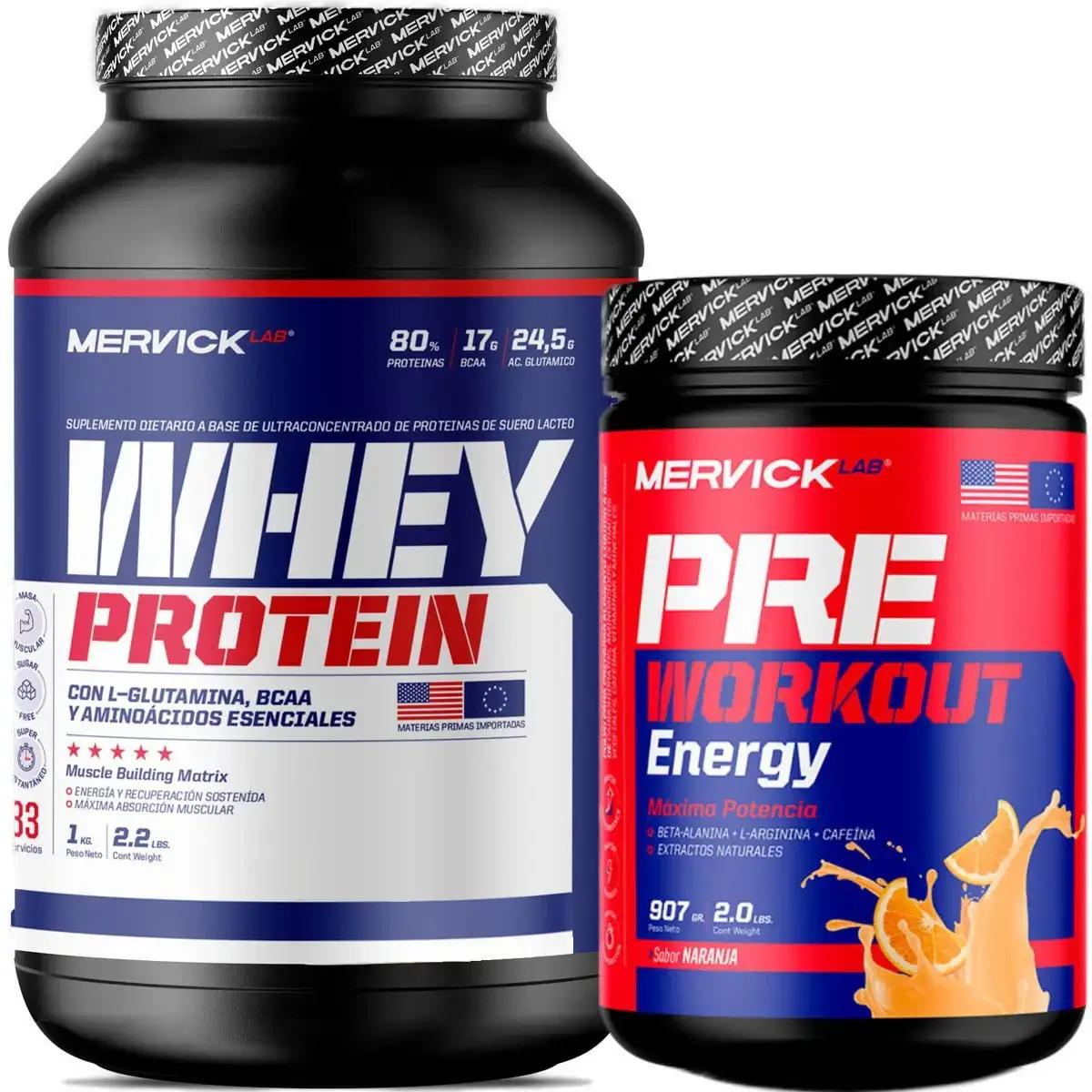 Whey Protein de Mervick x 1 kg + Pre Work 1 kg