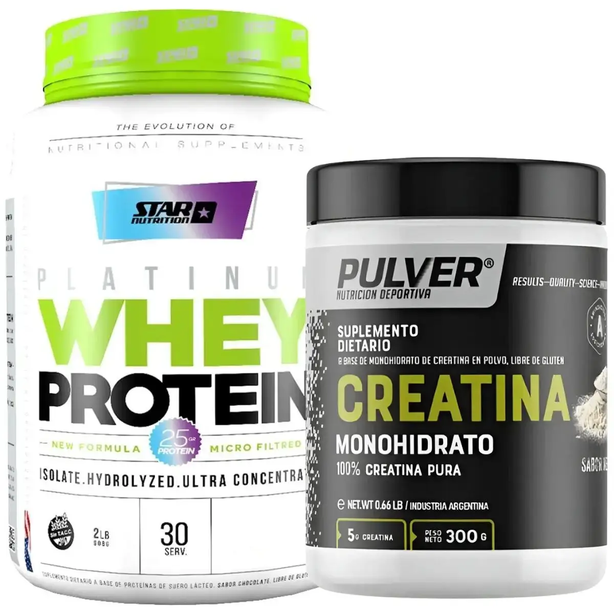 Combo: Platinum Whey 2 lbs Star + Creatina 300 Pulver