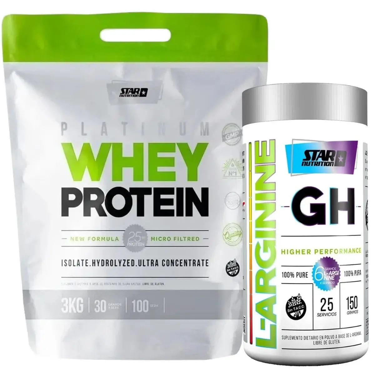 Platinum Whey 3 kg + Arginina GH 150 grs Star Nutrition - Star Nutrition