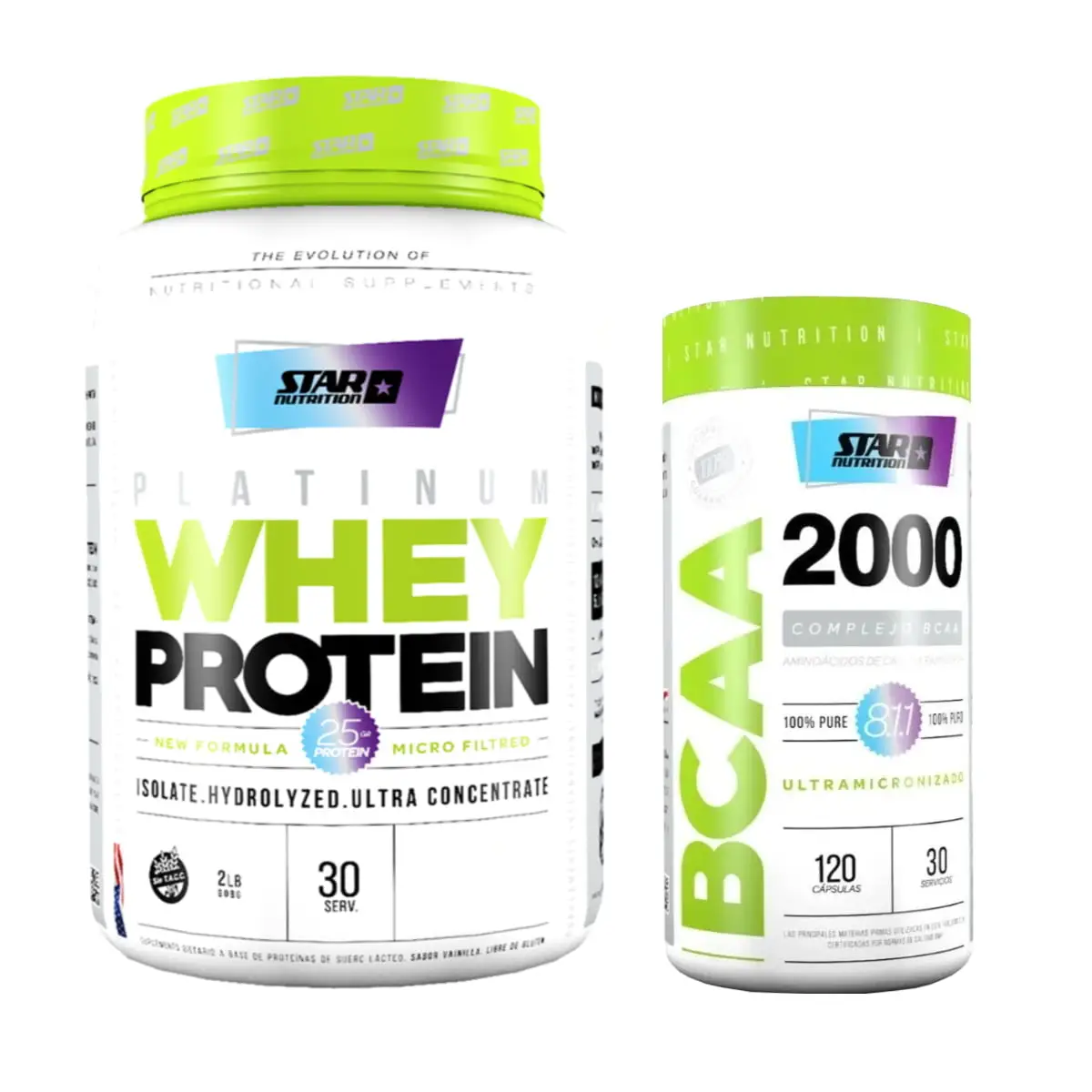 Platinum Whey 2 Lbs + Bcaa 2000 de Star Nutrition - Star Nutrition