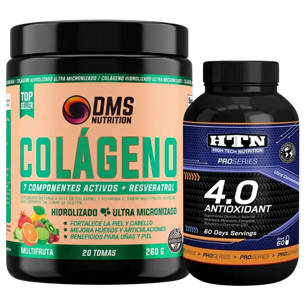 Colágeno Hidrolizado Q10 y Resveratrol DMS Nutrition + Antioxidant 4.0 de HTN