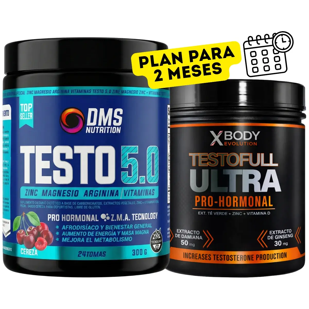 Plan 2 Meses: Testo 5.0 DMS Nutrition + Testo Full Ultra XBody