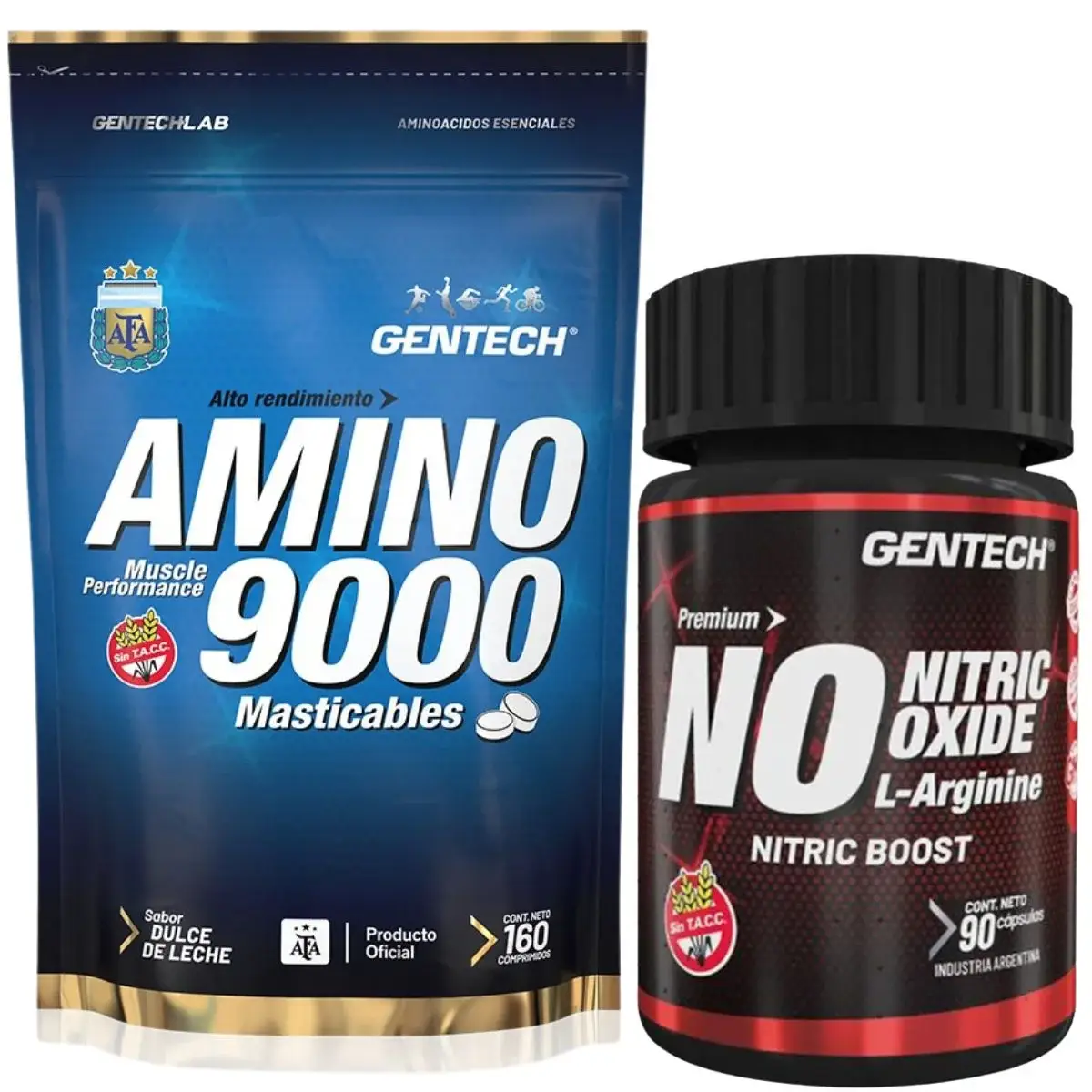 Amino 9000 de Gentech Masticable 325 tabs + N.O. Óxido Nitrico x90 de Gentech