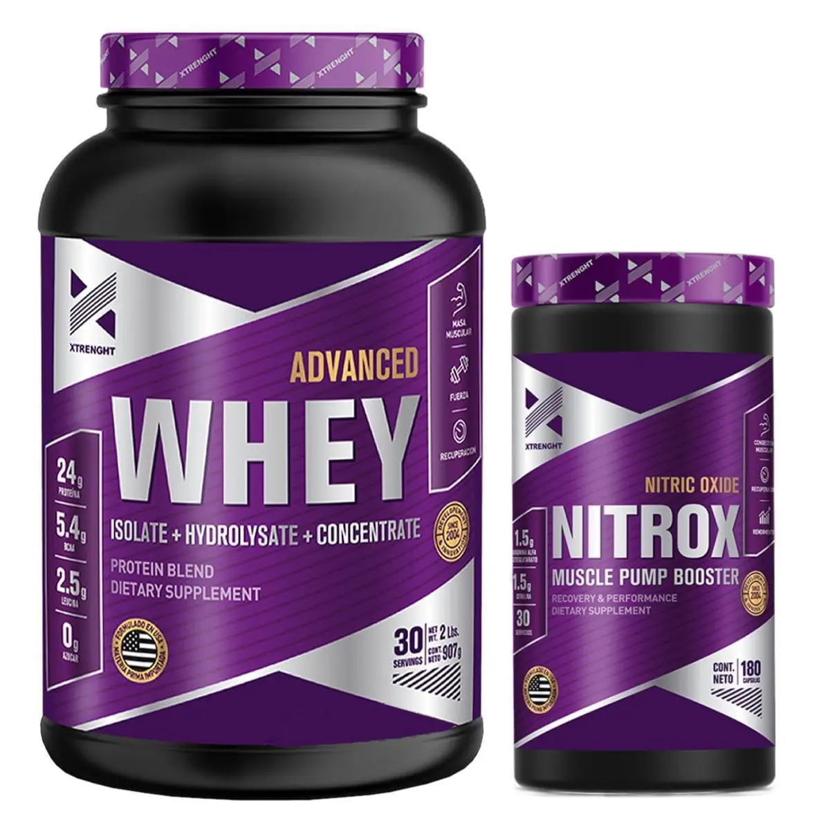 Advanced Whey 2 lbs Xtrenght + Nitrox 180 caps Óxido Nítrico