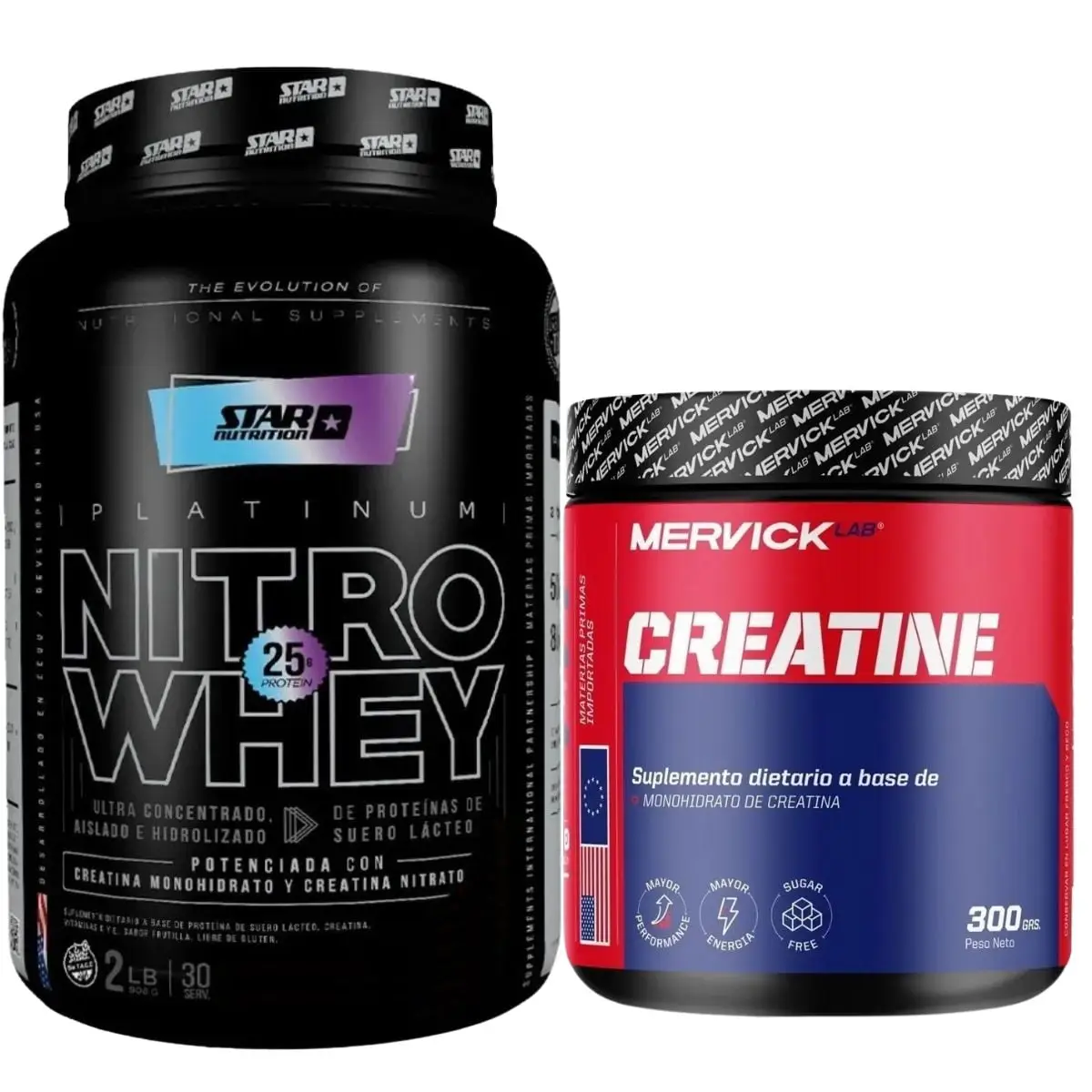 Nitro Whey 2 Lbs Star Nutrition + Creatina 300 grs Mervick