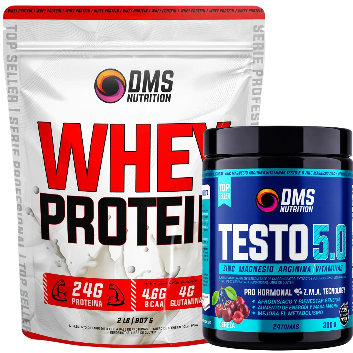 Whey Protein 2 lbs DMS + Testo 5.0 - DMS Nutrition