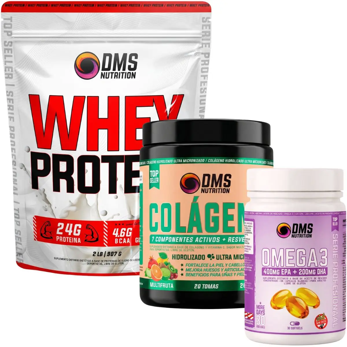 Whey Protein 2 Lbs DMS + Omega 3 + Colágeno - DMS Nutrition