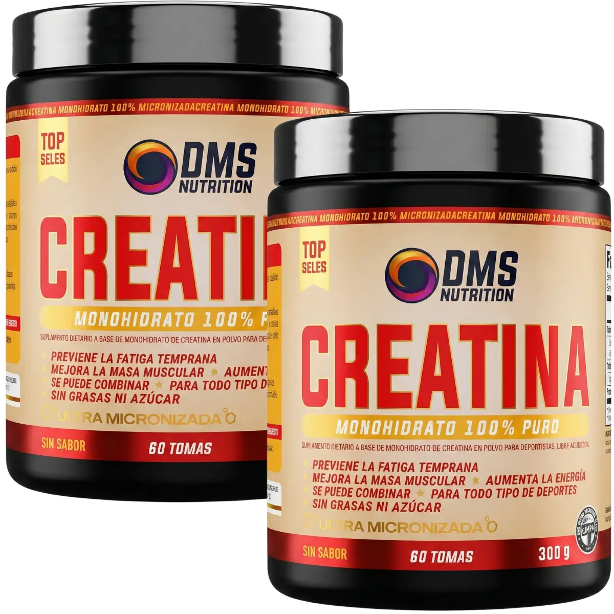 Creatina DMS 300 grs Monohidrato y micronizada PACK X 2