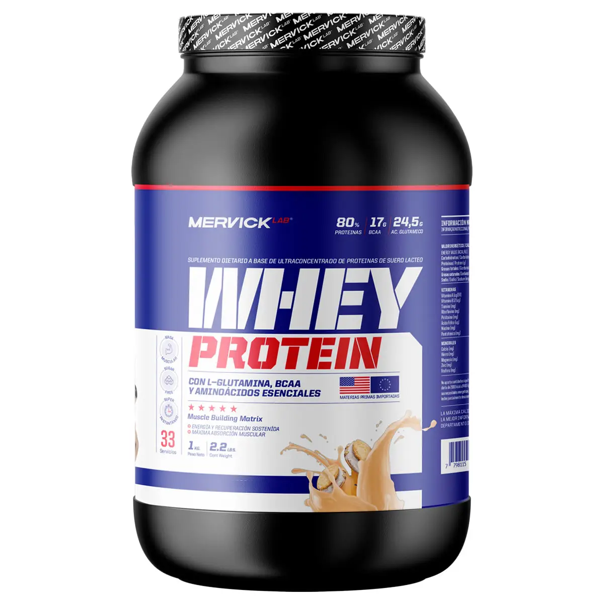 Proteína 2 lbs de Mervick 100% Whey Protein