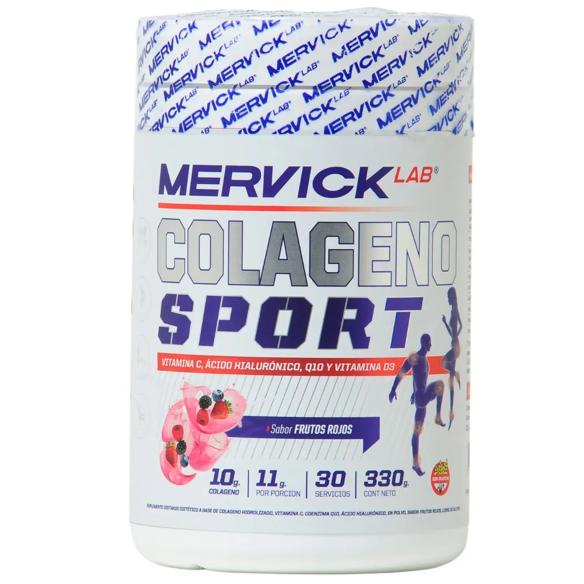 Colágeno Sport 330 Grs de Mervick Lab con Vitamina C, Ácido Hialurónico, Q10 y Vitamina D3