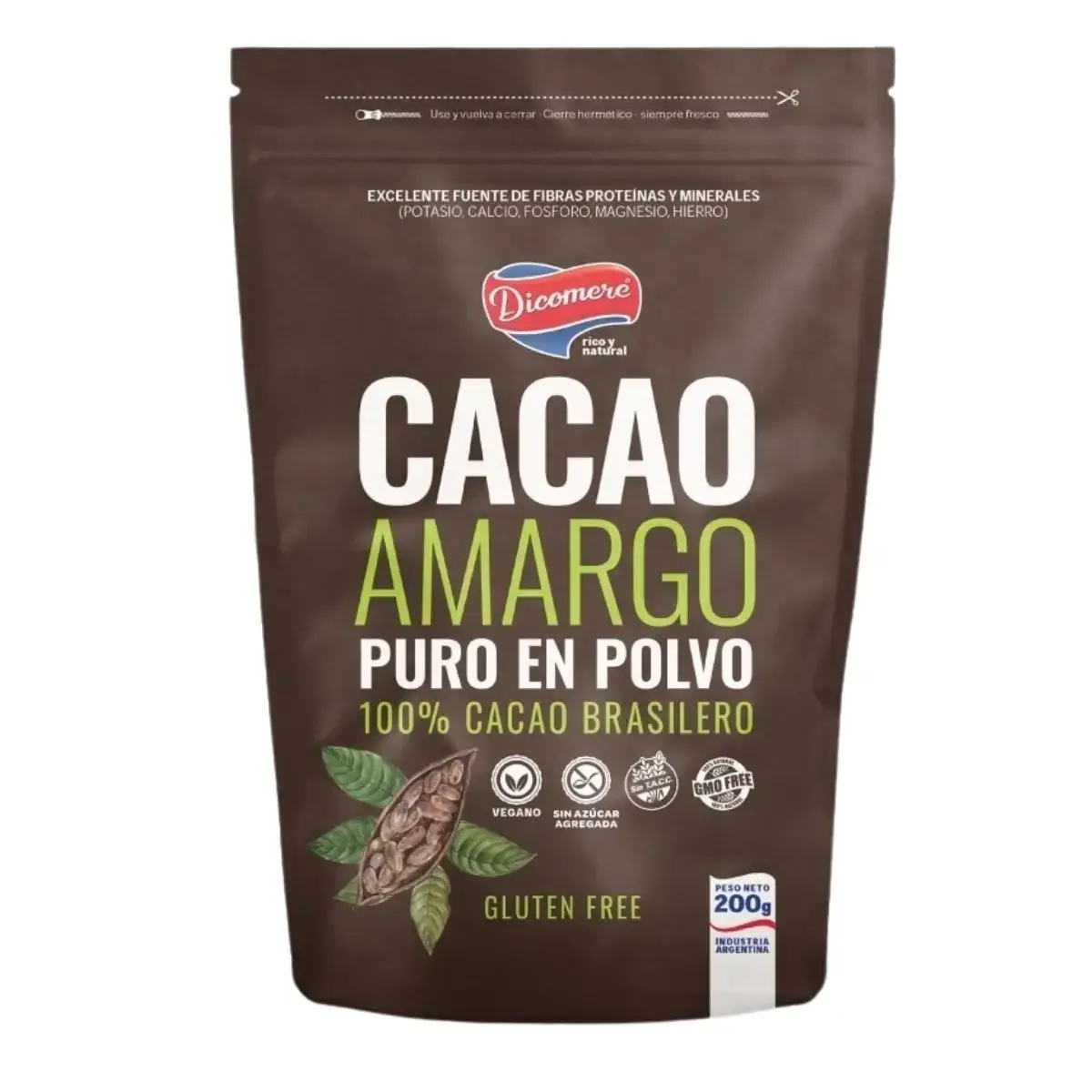 Cacao Brasilero Amargo en Polvo X 200g - Dicomere