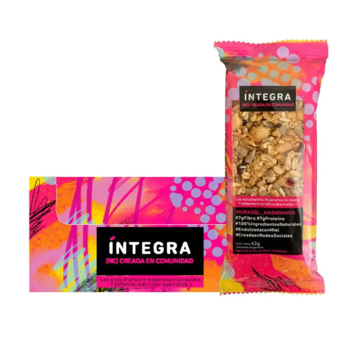 Barra Girasol y Arandanos X 43g - Lntegral | Fibra | Proteina | Girasol | Arandanos