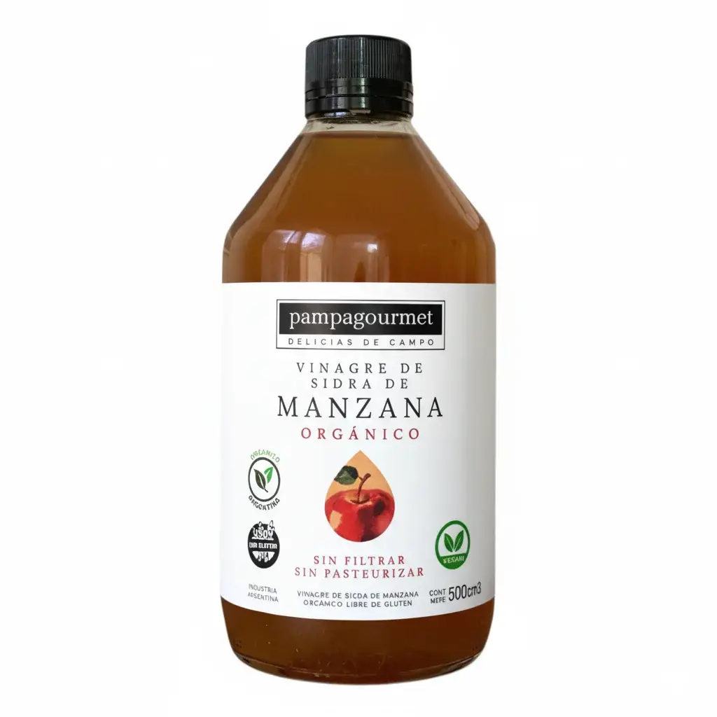 Vinagre de Sidra de Manzana Organico X 500ml - Pampa Gourmet
