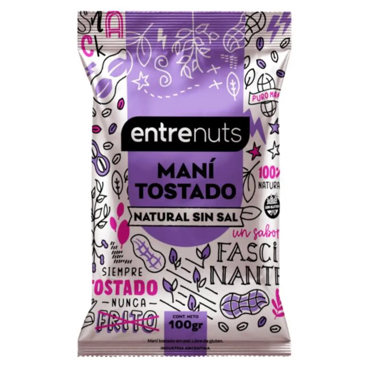 Mani Tostado Natural Sin Sal X 100g - Entrenuts