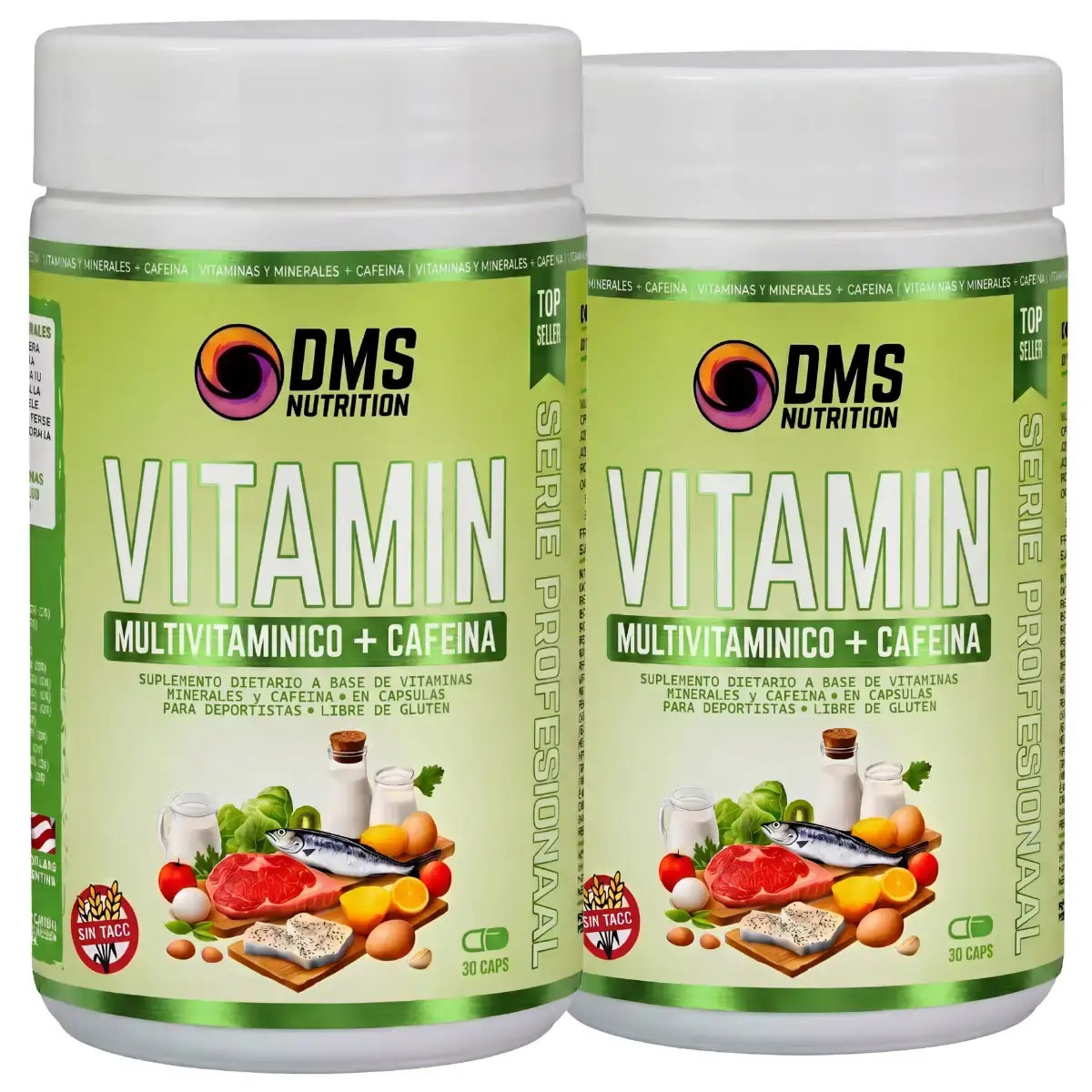 Vitamin con Cafeína Multivitaminico Dms 30 Cápsulas Pack X 2 - DMS Nutrition