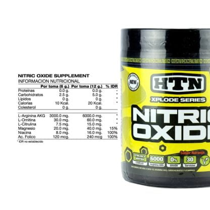 Uno de los mejores productos para aumentar masa muscular y rendimiento: Óxido Nítrico 180 grs de HTN