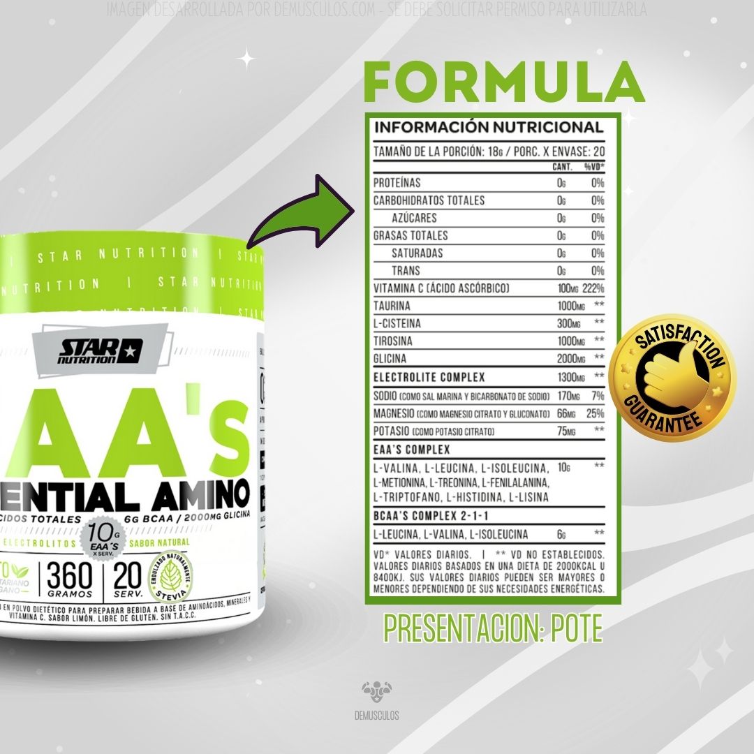 EAA´s de Star Nutrition x 360 grs - La fórmula