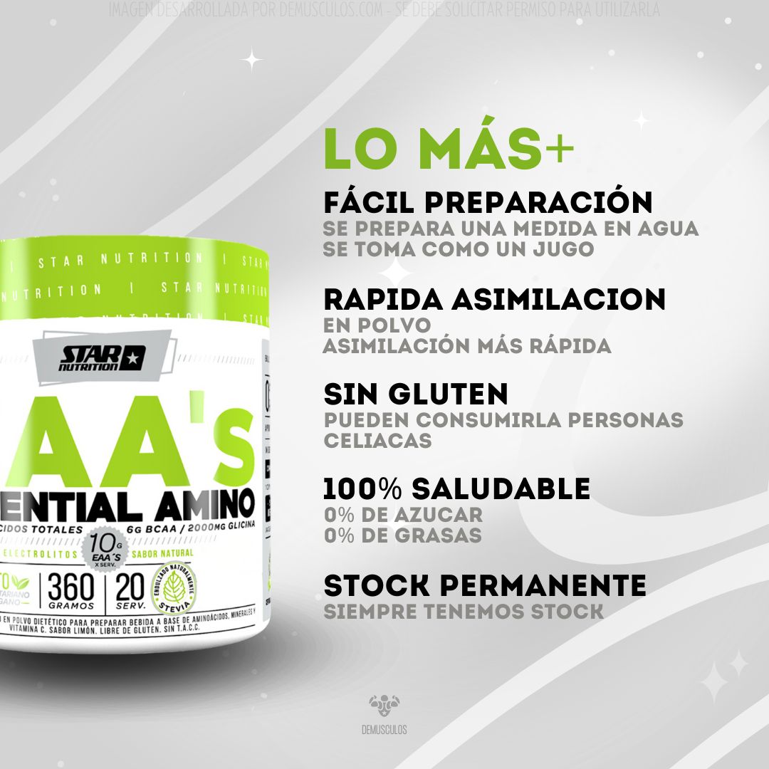EAA´s de Star Nutrition x 360 grs - Datos destacados