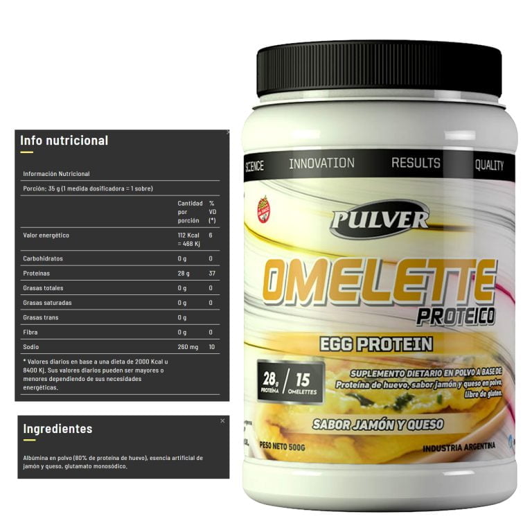 Informacion nutricional del Omelette proteico de Pulver