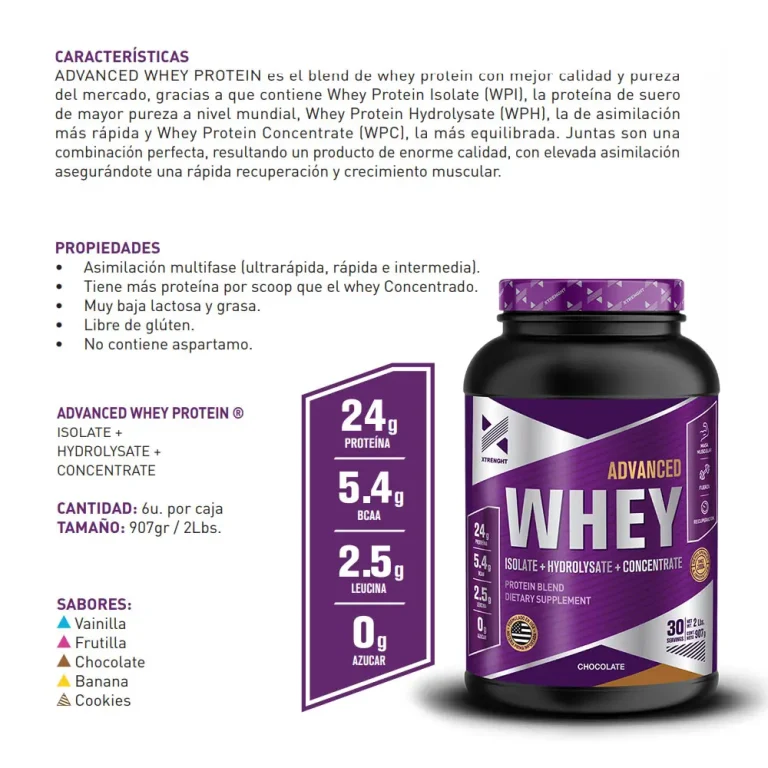 Advanced Whey 2 lbs + Creatina 250 g de Xtrenght, información de los productos