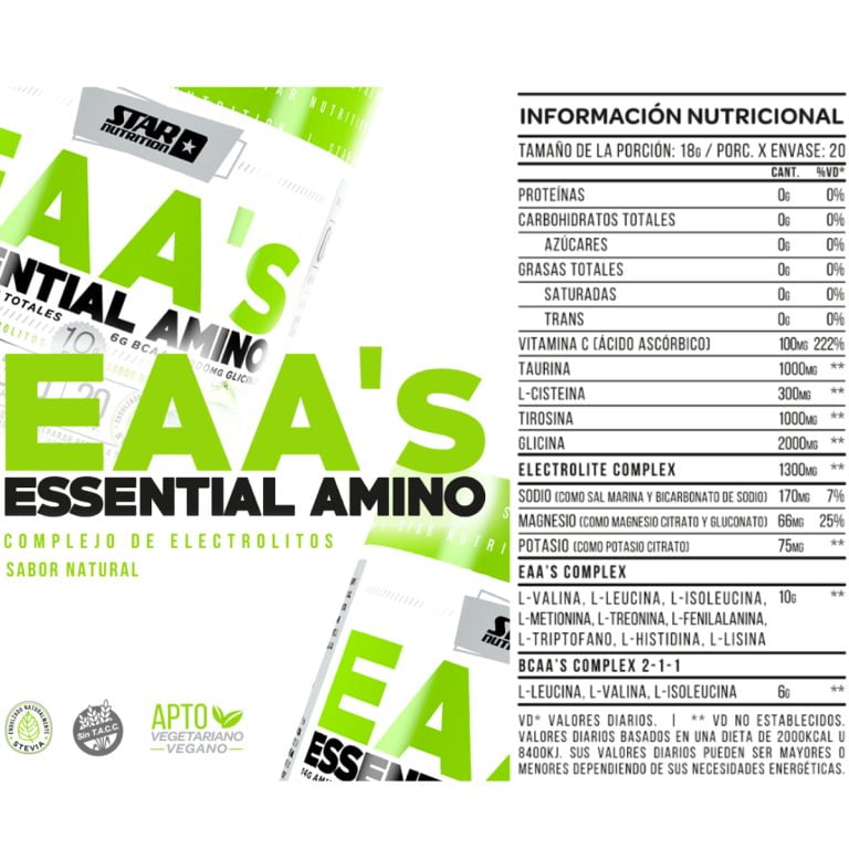 EAA’s de Star Nutrition, información del producto