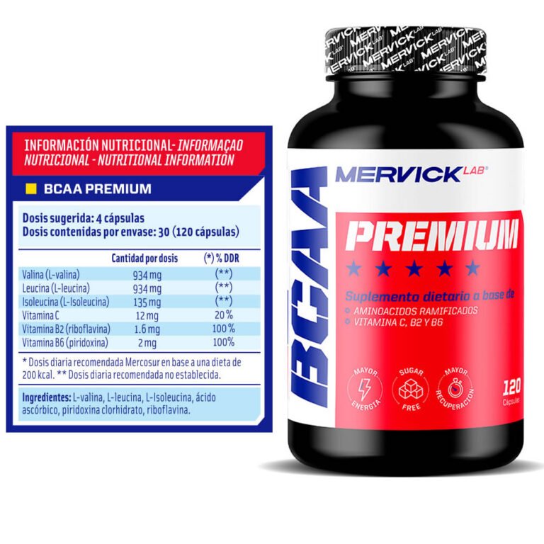 BCAA Premium de Mervick Lab, formato comprimido para llevar