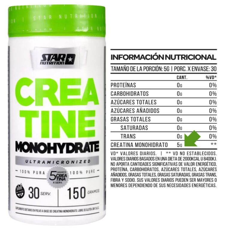 Información nutricional de la Creatina 150 g de Star Nutrition
