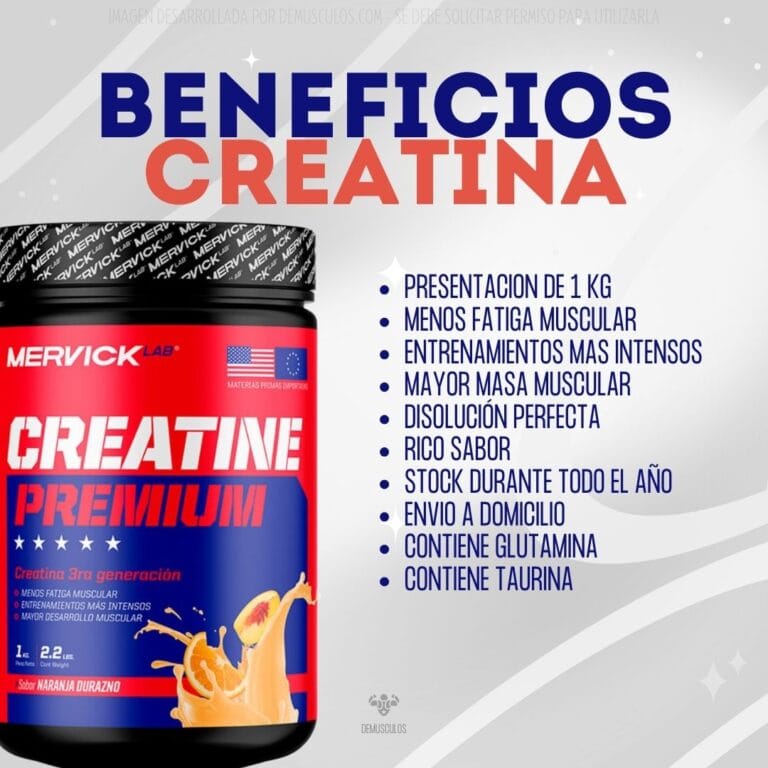 Creatina Premium 1 kg de Mervick. Beneficios de esta creatina potenciada.