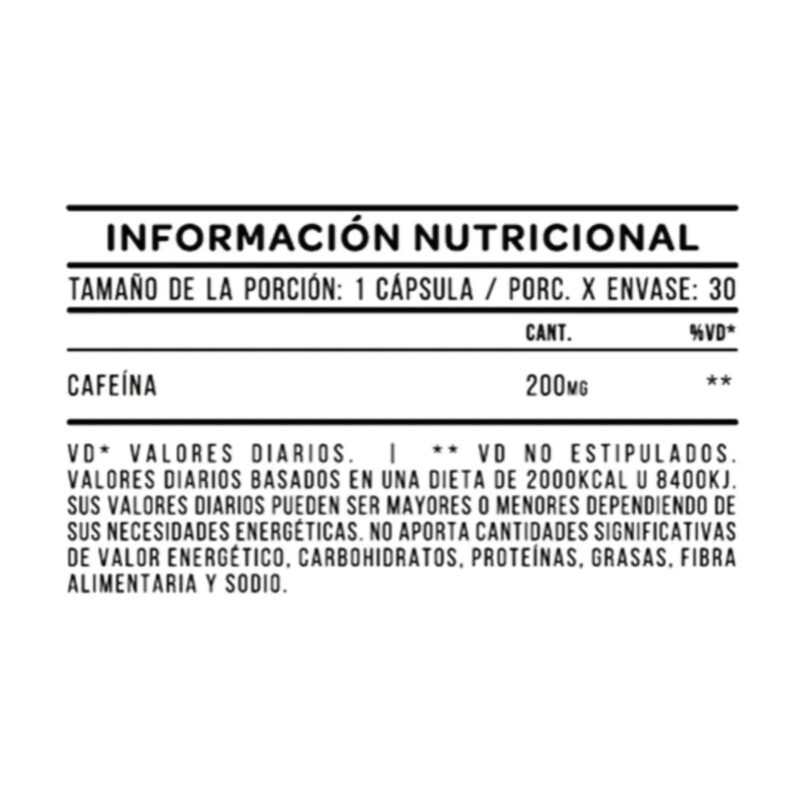 Caffeine (Cafeina) x30 cápsulas de Star Nutrition 200 mg - Imagen 2