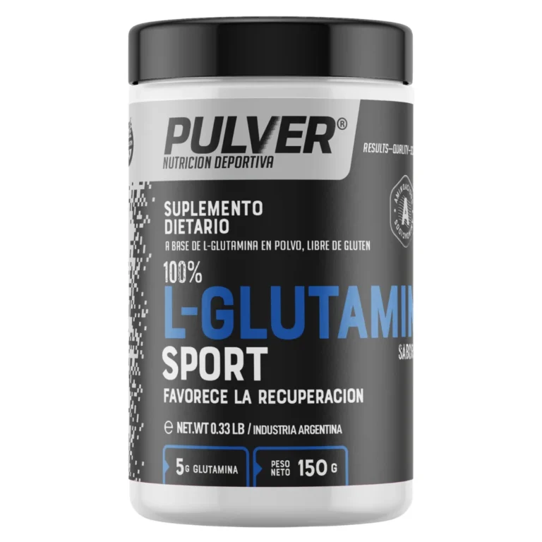 L-Glutamina de Pulver 150 gramos Sin TACC, envase del producto