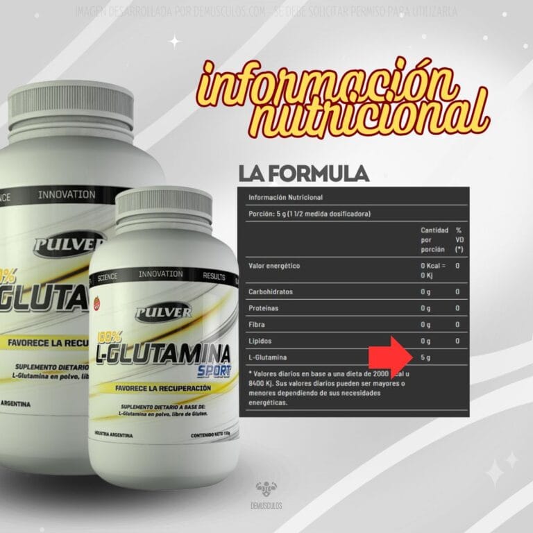 Información nutricional de la L-Glutamina de Pulver 150 g