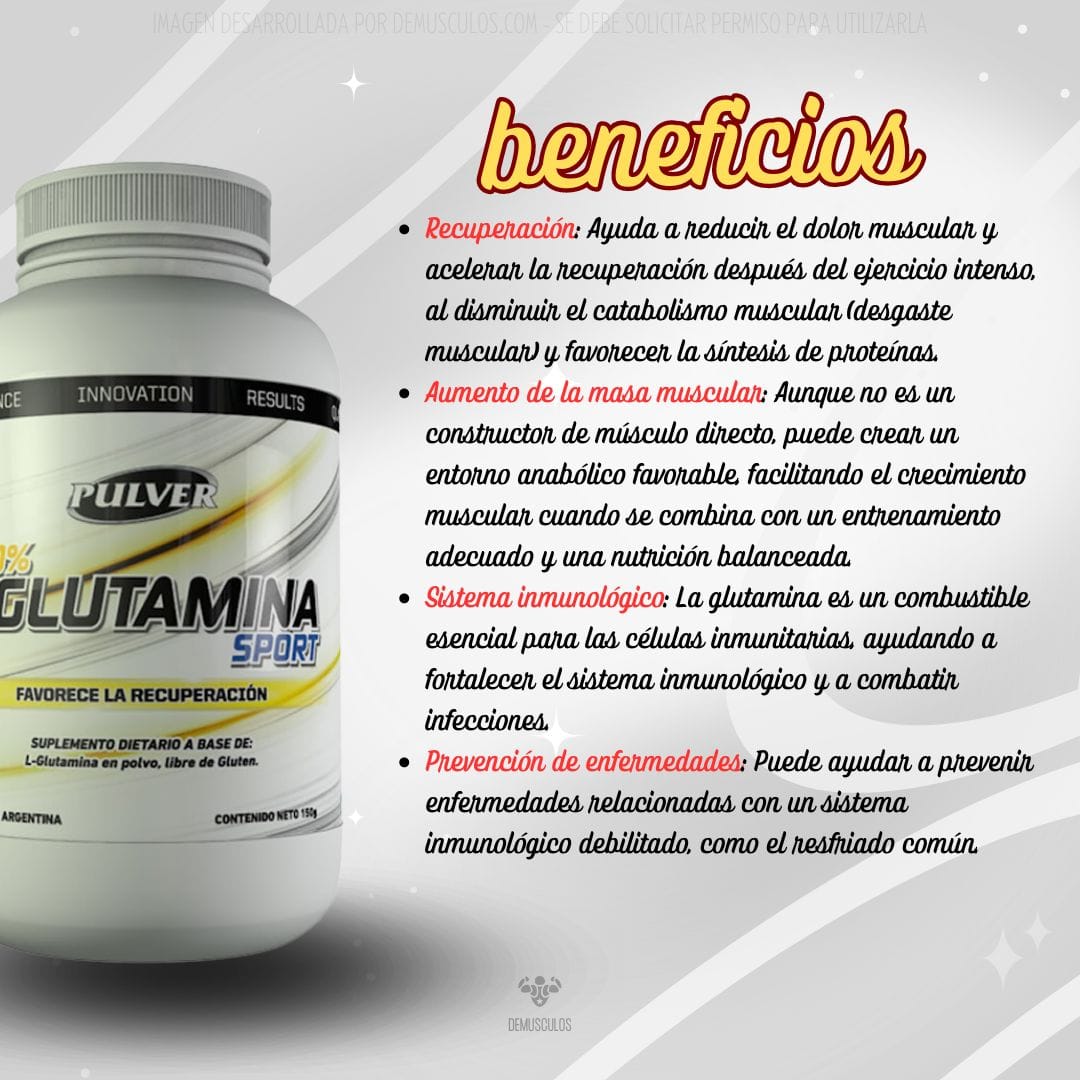 Beneficios de la L-Glutamina Pulver L-Glutamina 150 grs Pulver Sin Tacc