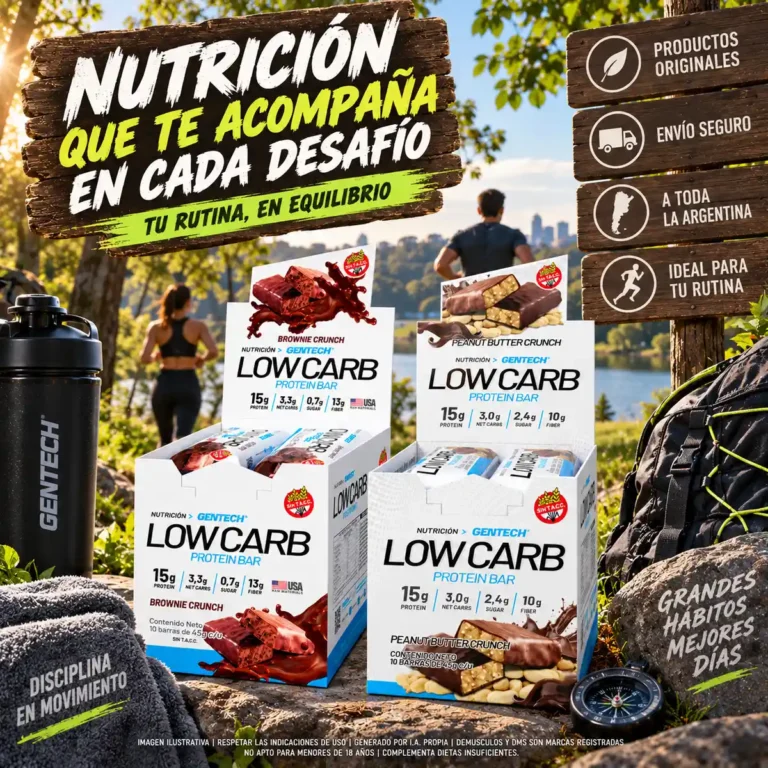 Barras Low Carb de Gentech en Chocolate Brownie y Peanut Butter