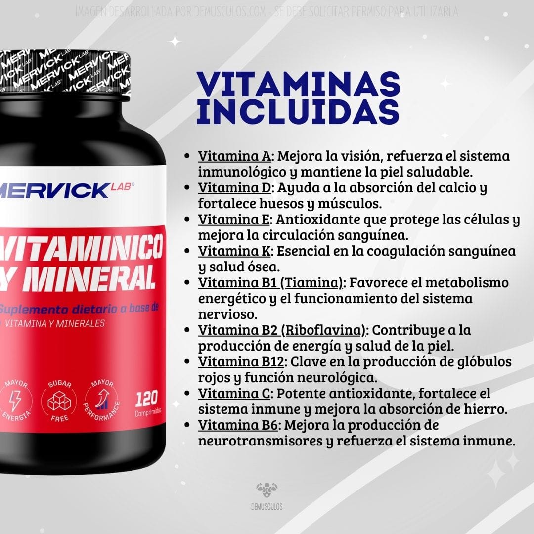 Multi Vitamínico y Minerales de Mervick Lab x 120