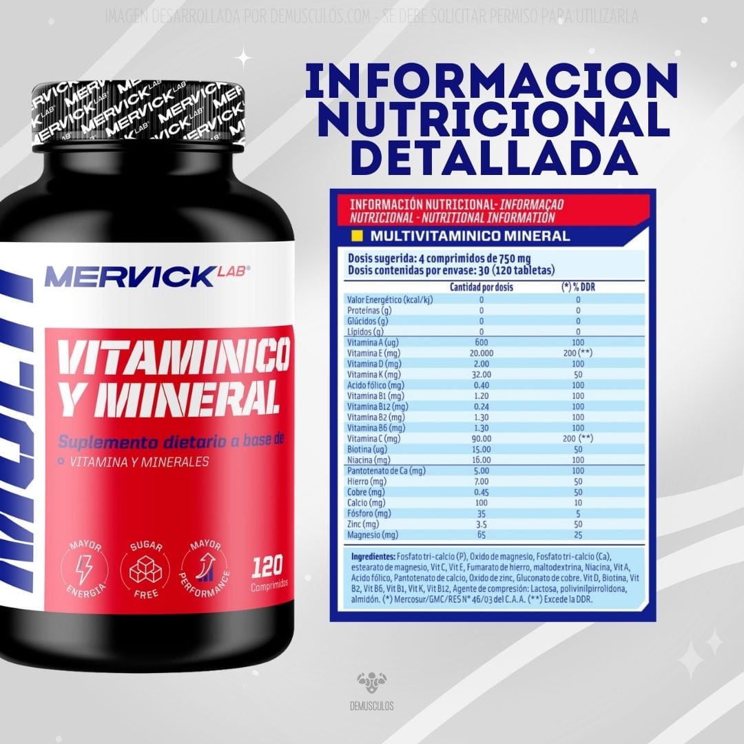 Multi Vitamínico y Minerales de Mervick Lab x 120