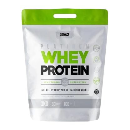 Platinum Whey 3 kg de Star Nutrition ayuda a aumentar la recuperación y mejorar el rendimiento, también mejora el tono muscular y masa muscular.